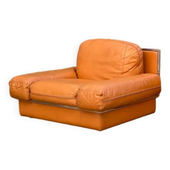 Fauteuil vintage Steiner en cuir havane