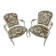 Pair of armchairs in Louis XV style seat and embroidered fabric back