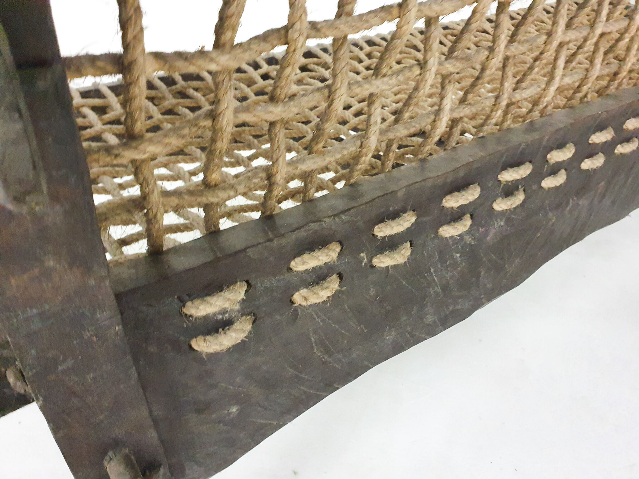 Solid oak and rope sofa, Netherlands 1960's