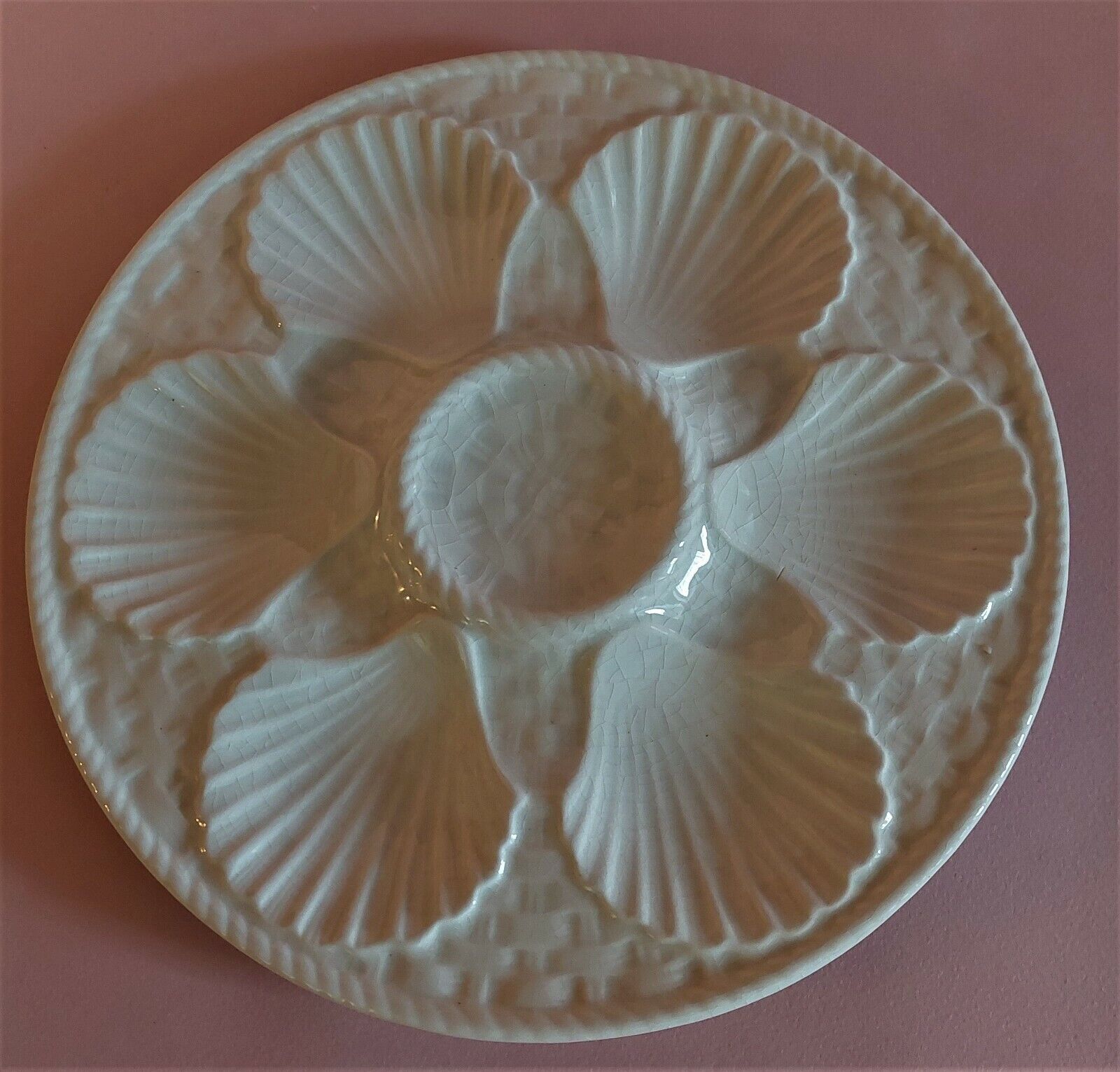 Longchamp white earthenware oyster plate