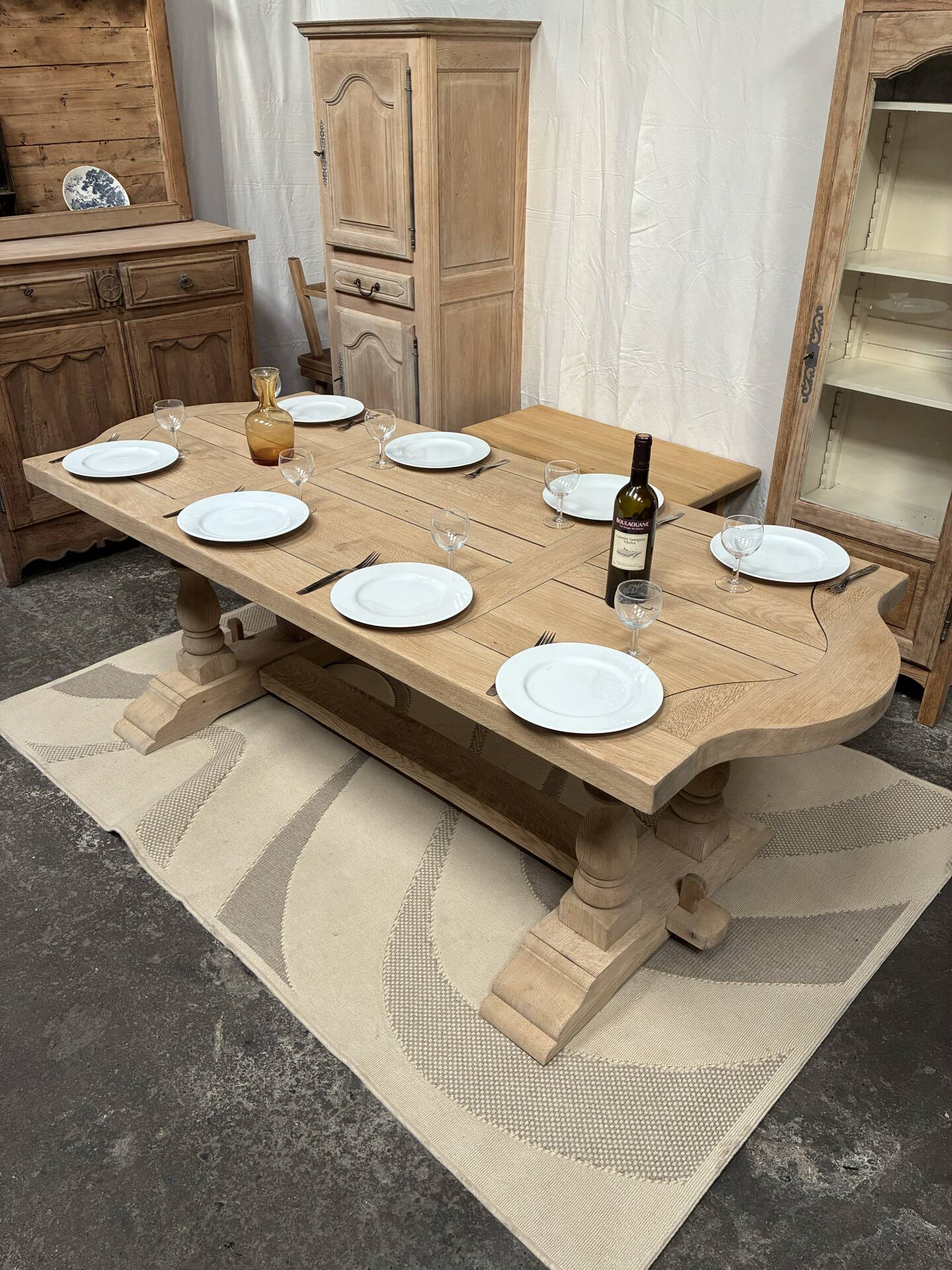 Monastery table in solid oak with extensions.