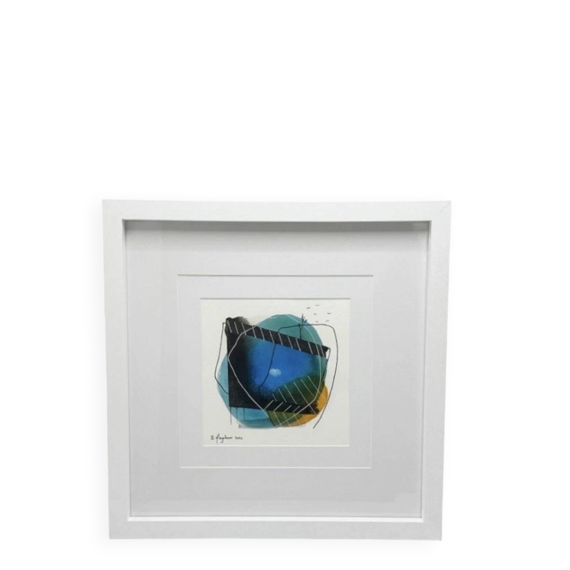 Original Abstract Drawing Framed 33x33 cm