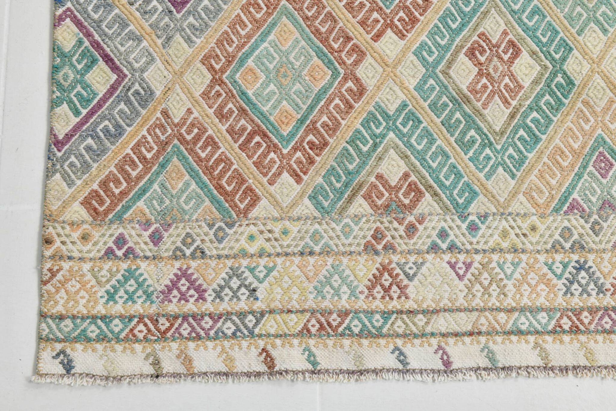 3x9 Soft Pastel Kilim Runner Rug, 81x286Cm