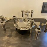 3 S22 candlesticks and 1 modular S44 bowl NAGEL vintage 1970