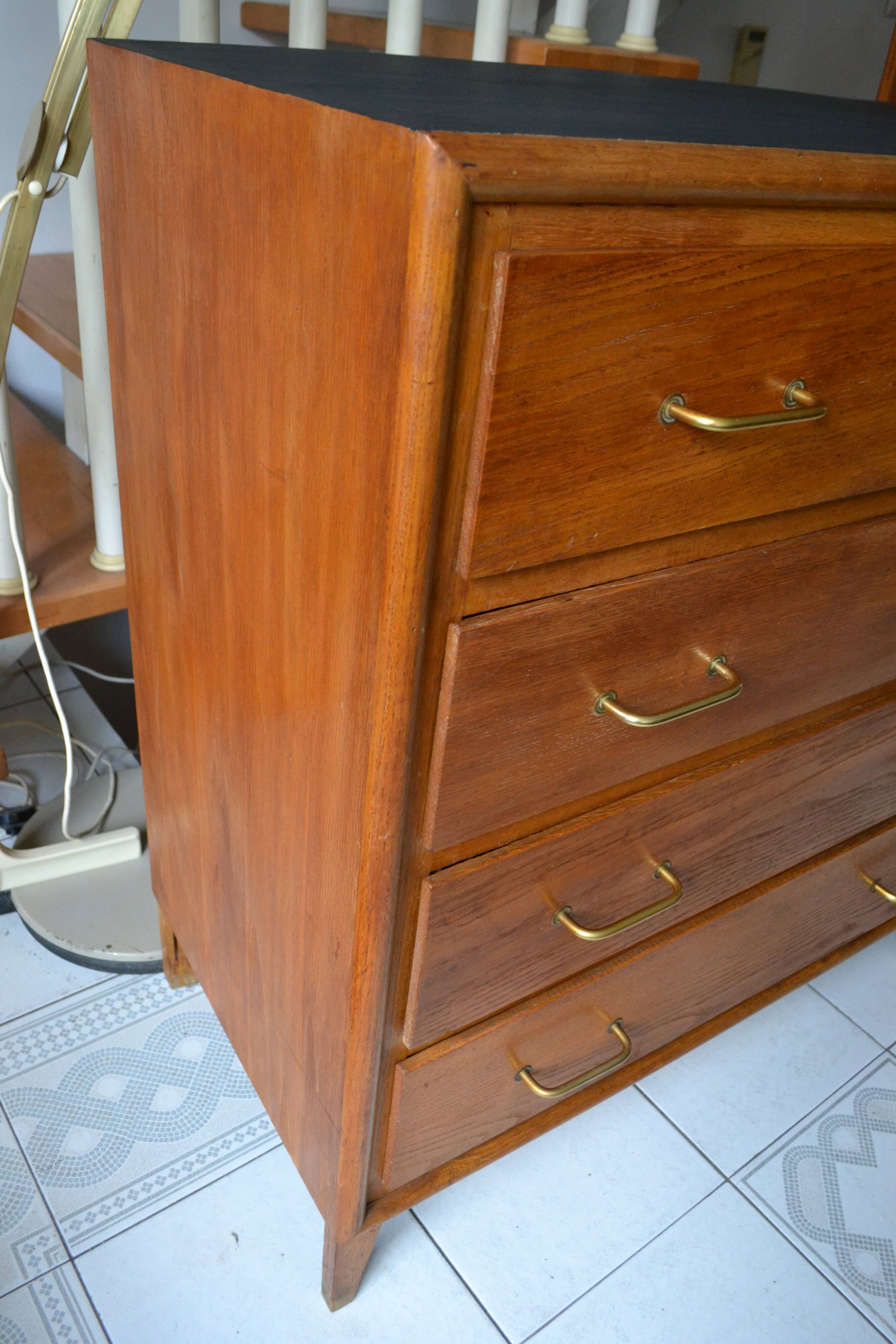 Chest of drawers 60s 4 drawers blond oak