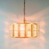 Mid-Century Scandinavian Glass & Brass Chandelier by Carl Fagerlund for Lyfa & Orrefors, 1960s
