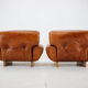 1970s design italian armchairs in wood and cognac leather