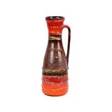 Fat lava vase Carstens west germany red orange drip glaze 6013-30