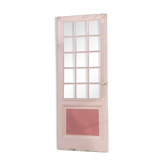 Old moulded glass communication door 221x83cm 15 small panes