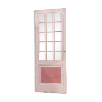 Old moulded glass communication door 221x83cm 15 small panes