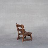 Brutalist mid-century low wooden lounge chair