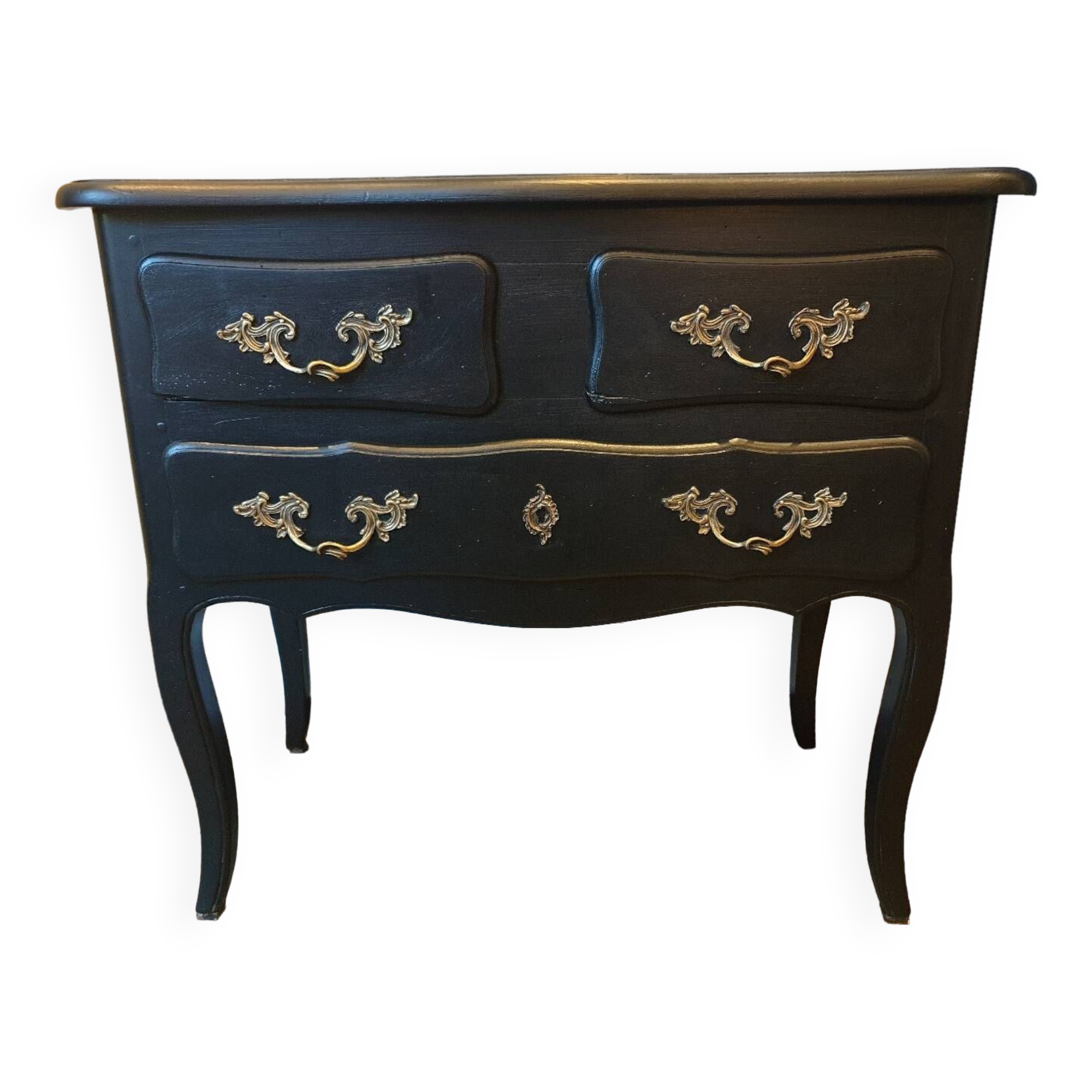 Stamped black Louis XV chest of drawers