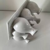 Multiple vintage white soliflore – centrepiece with 9 ceramic vases