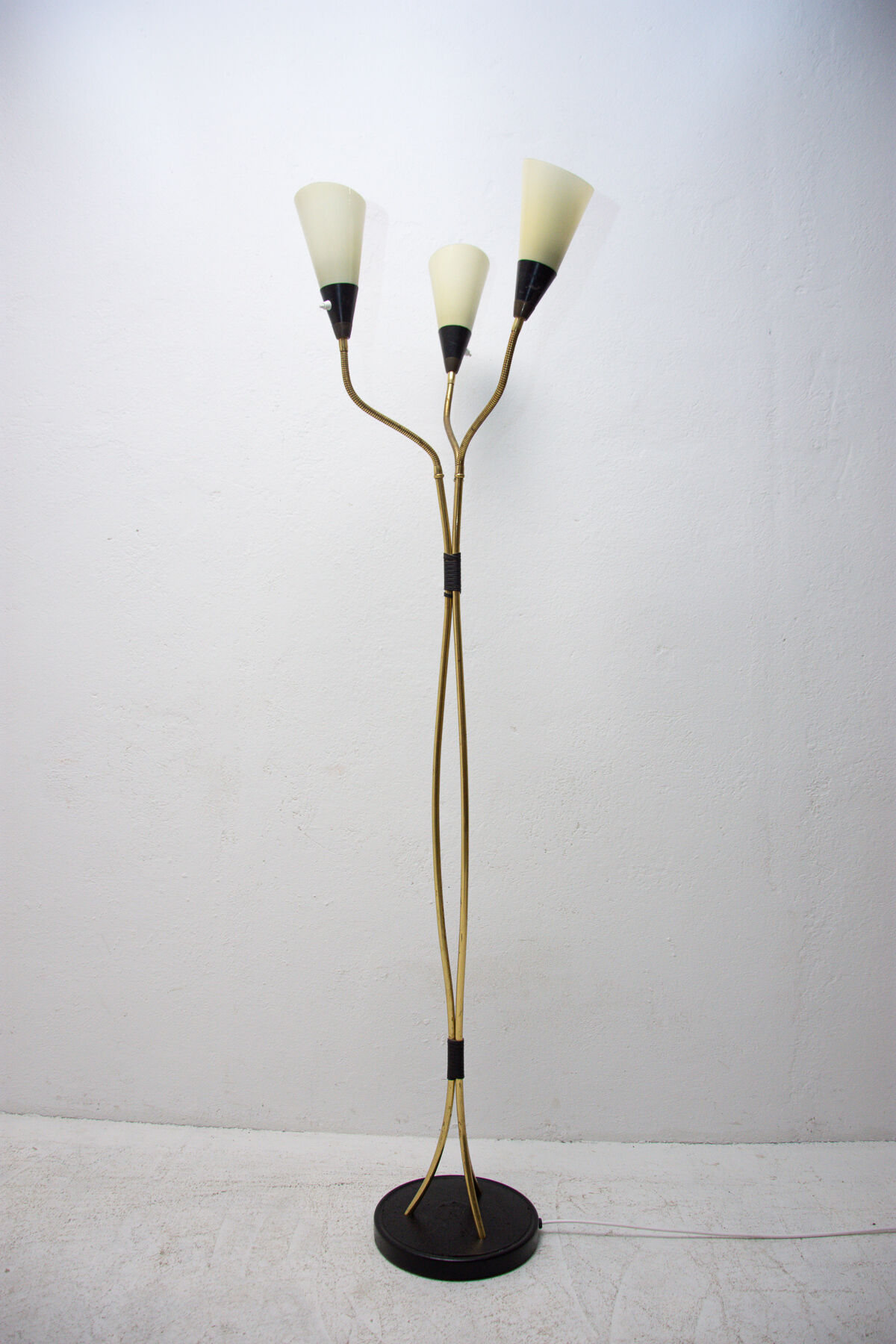 Mid century adjustable gooseneck floor lamp, Brussels period, 1960´s