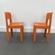 Ensemble de 2 chaises vintage Allibert en plastique orange, France 1970