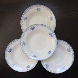 4 vintage Céranord Saint Amand soup plates — White earthenware with floral decor