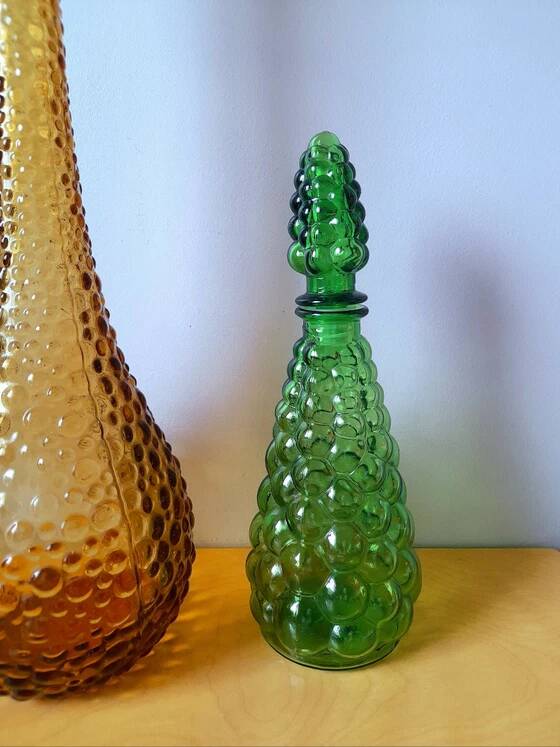 Carafes italienne en verre Empoli 1970