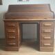 American roll-top desk in solid oak, also known as "Roll desk top".