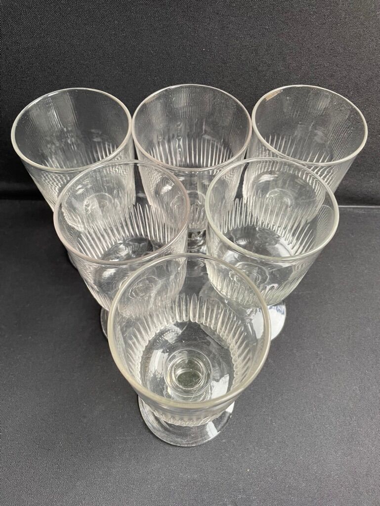 6 Large crystal glasses cut nineteenth
