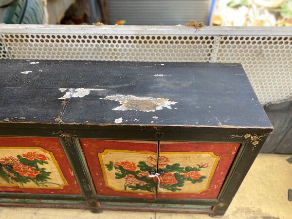 Coffre de rangement bois patiné Mongole fin 19eme