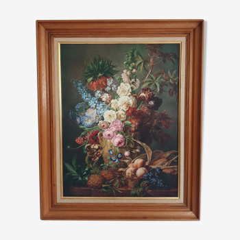 Framed canvas painting Moise Jacobber flowers and fruits 1837