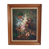 Tableau toile encadrée  Moise Jacobber fleurs et fruits 1837