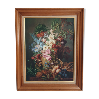 Tableau toile encadrée  Moise Jacobber fleurs et fruits 1837
