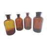 Set of 4 bottles of amber glass pharmacy