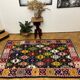 Gorgeous old Romanian kilim, geometrical design, colorful wool tapis kilim Tapis roumain