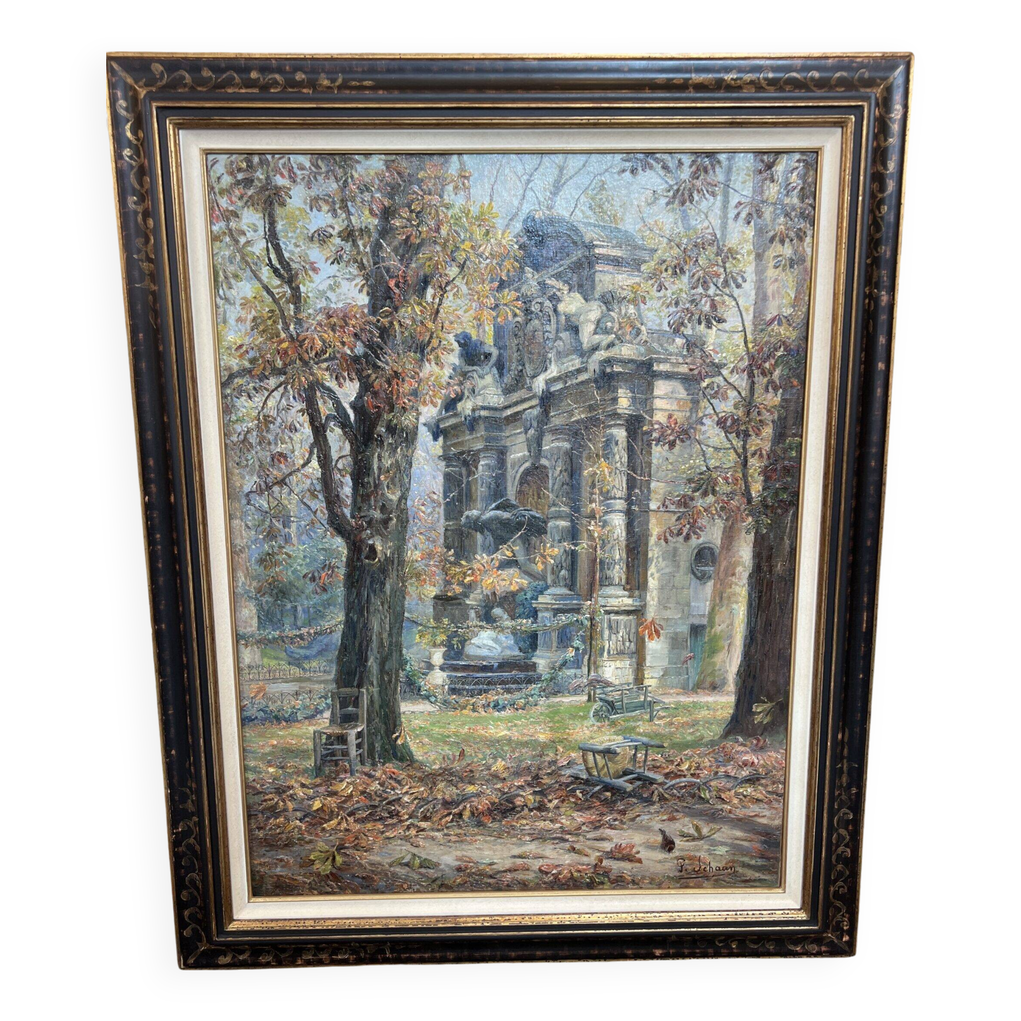 Paul Schaan (1857-1924): The Medici Fountain in the Luxembourg Gardens. Oil on canvas