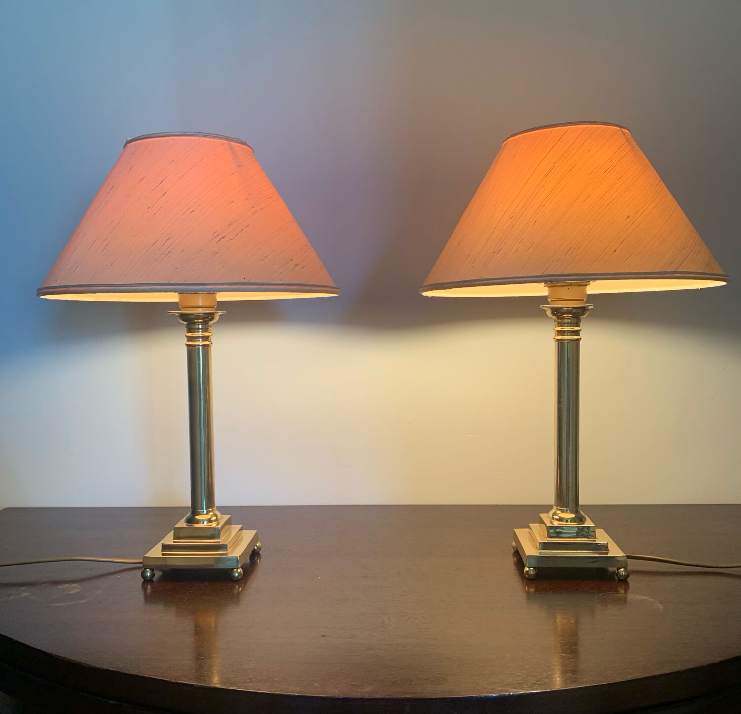 Paire de lampes laiton vintage