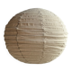 Large round pink Japanese-style suspension made of rattan and natural linen D60.