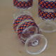 Ensemble de verres à pied vintage 70 à motif bleu et orange