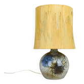 Lampe en céramique vintage Pierre Pissareff, abat-jour feuille de maïs.