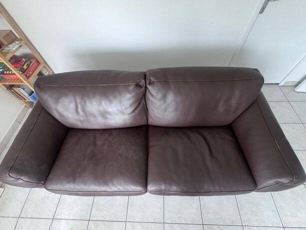 Canapé Roche Bobois cuir véritable marron – 3 places – Très bon état