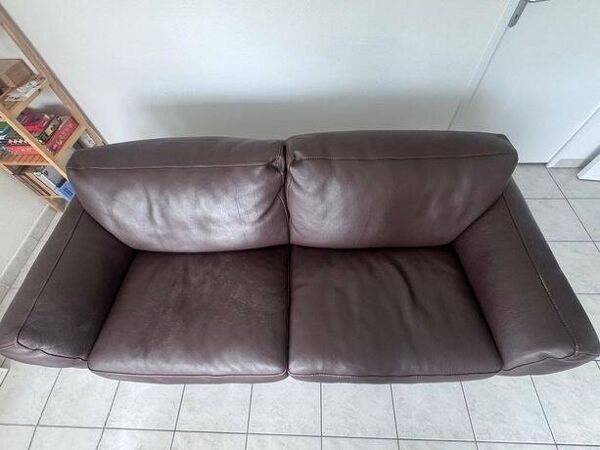 Canapé Roche Bobois cuir véritable marron – 3 places – Très bon état