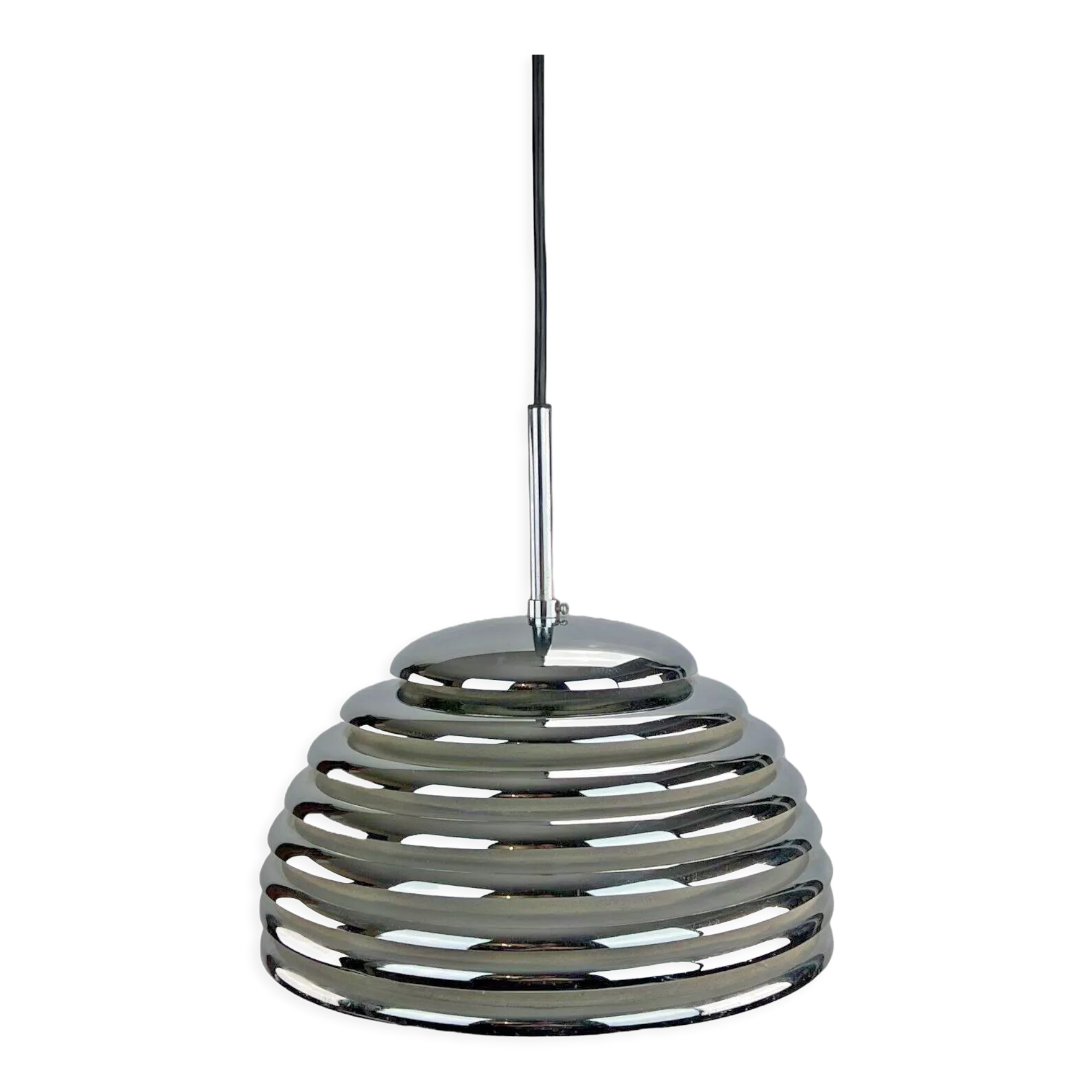 Kazuo Motozawa Saturno chrome design pendant light from the 60s