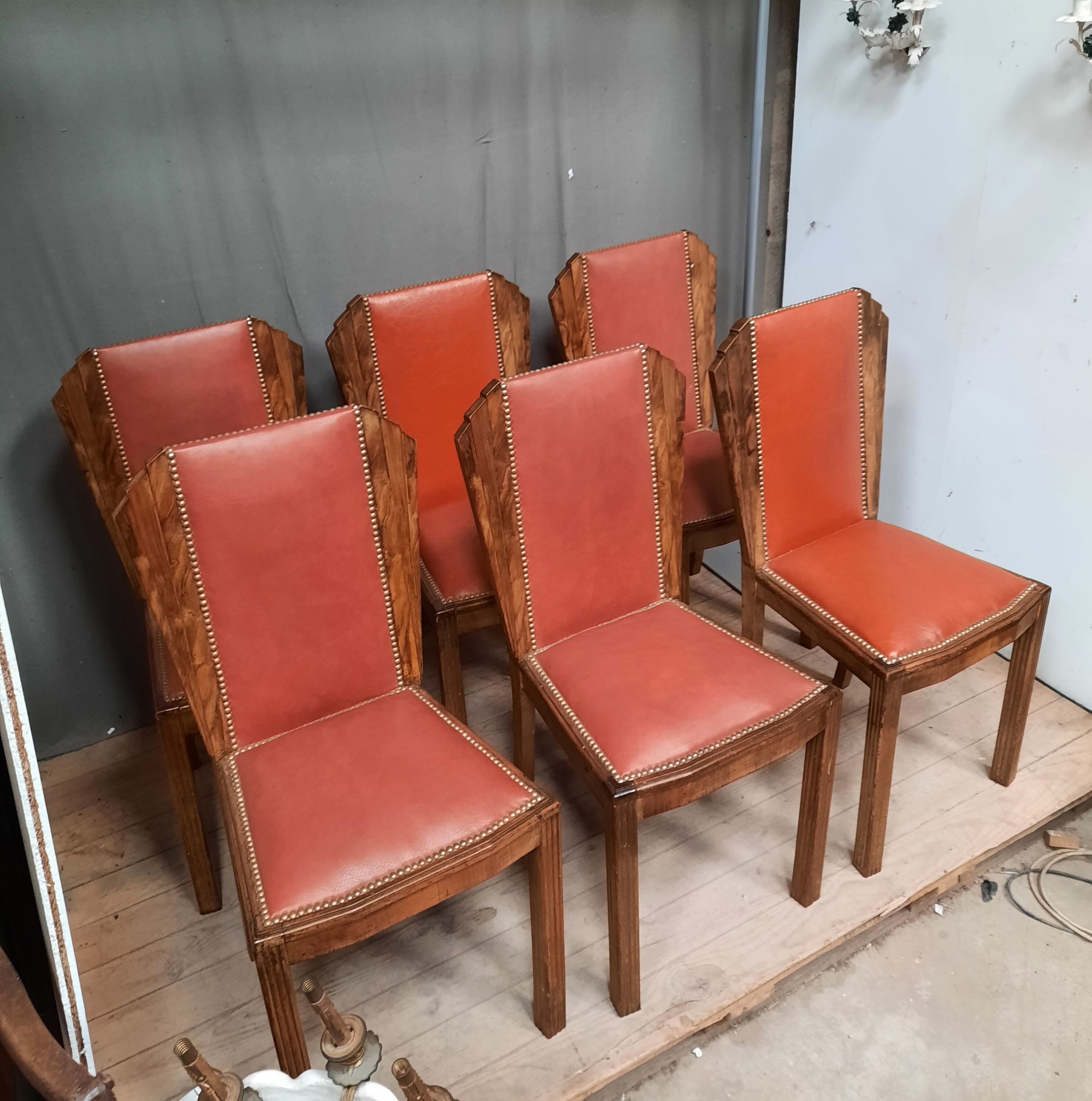 Series of 6 art deco chairs