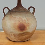 Modernist ceramic sandstone lamp with two handles from the 1950s