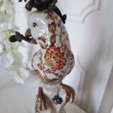 Parrot Candle Holder, Enameled Porcelain and Bronze, Late 19th Century