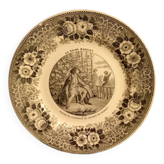 Assiette parlante "La Reine Margot" par Lebeuf Milliet & Cie