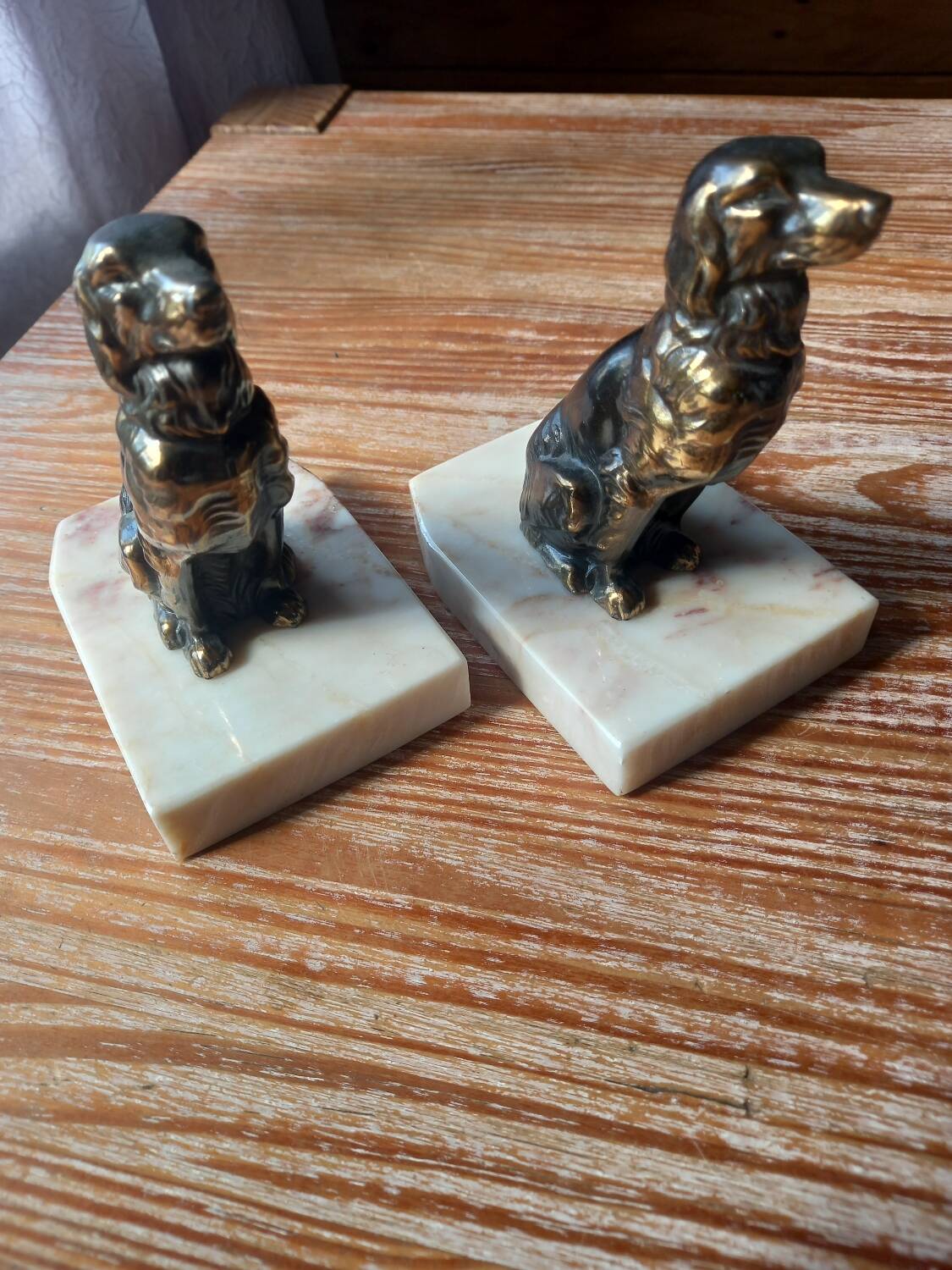 Metal and stone bookends