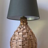 Vintage rattan demijohn lamp