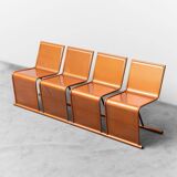 Set da 4 sedute modulari in metallo traforato anni ’80 vintage modernariato