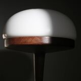 Solid oak lamp and opaline globe