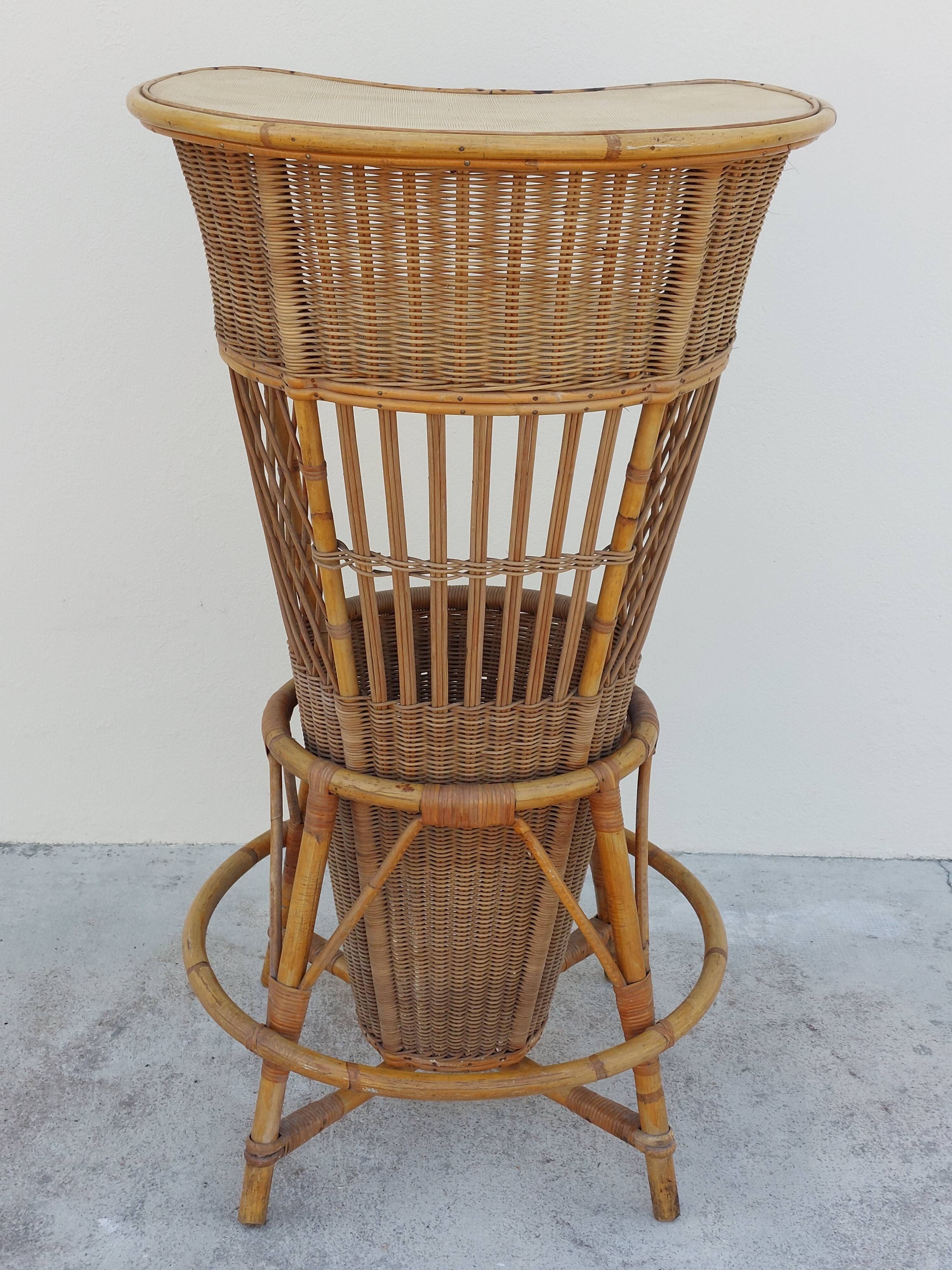 1950 vintage rattan cocktail bar
