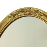 Miroir ovale doré Deknudt style Hollywood Regency