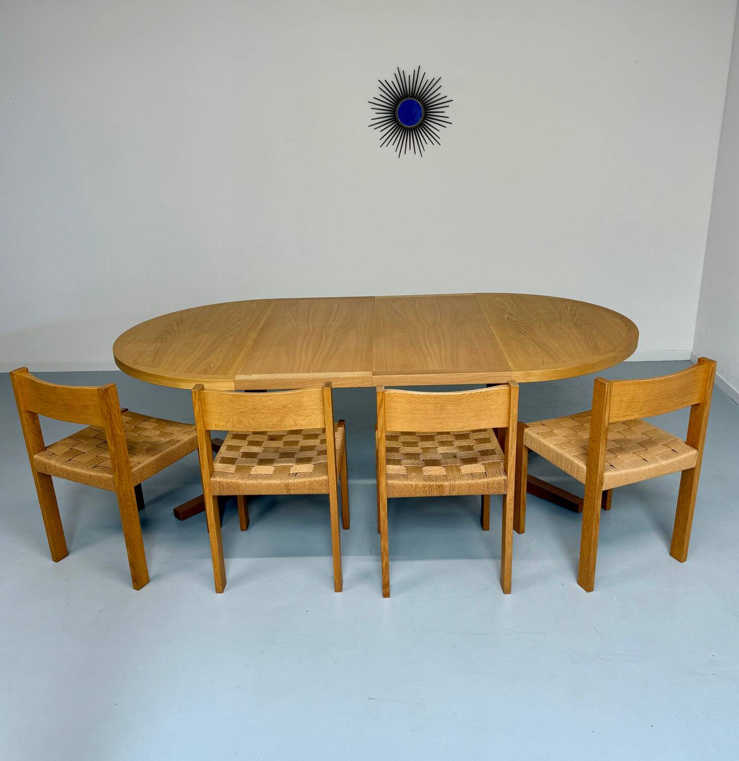 4 chaises bois et corde design Robert et Trix Haussmann  Dietiker vintage