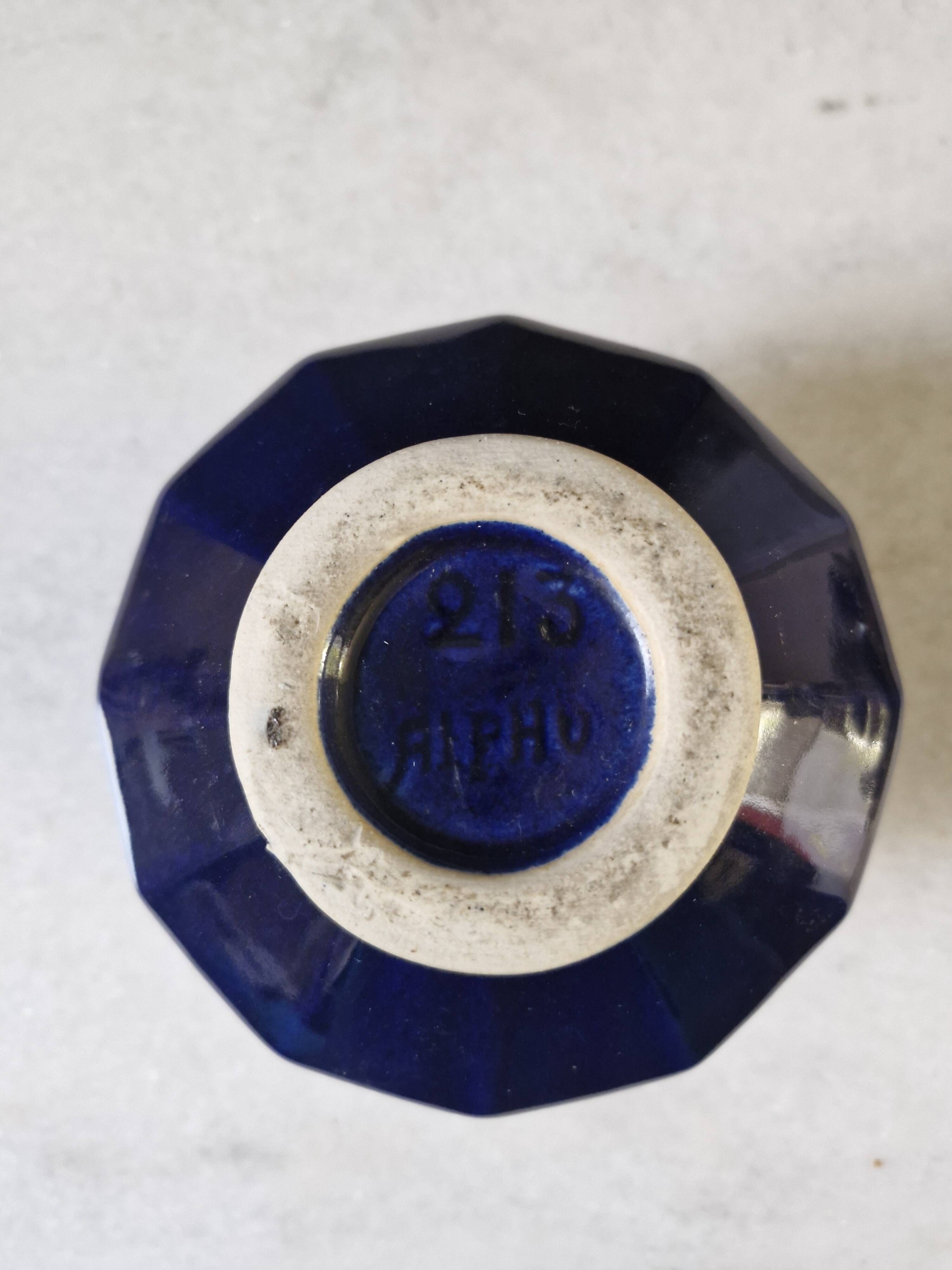 Art Deco vase in blue flamed stoneware – signed Alpho (Alphonse Mouton)