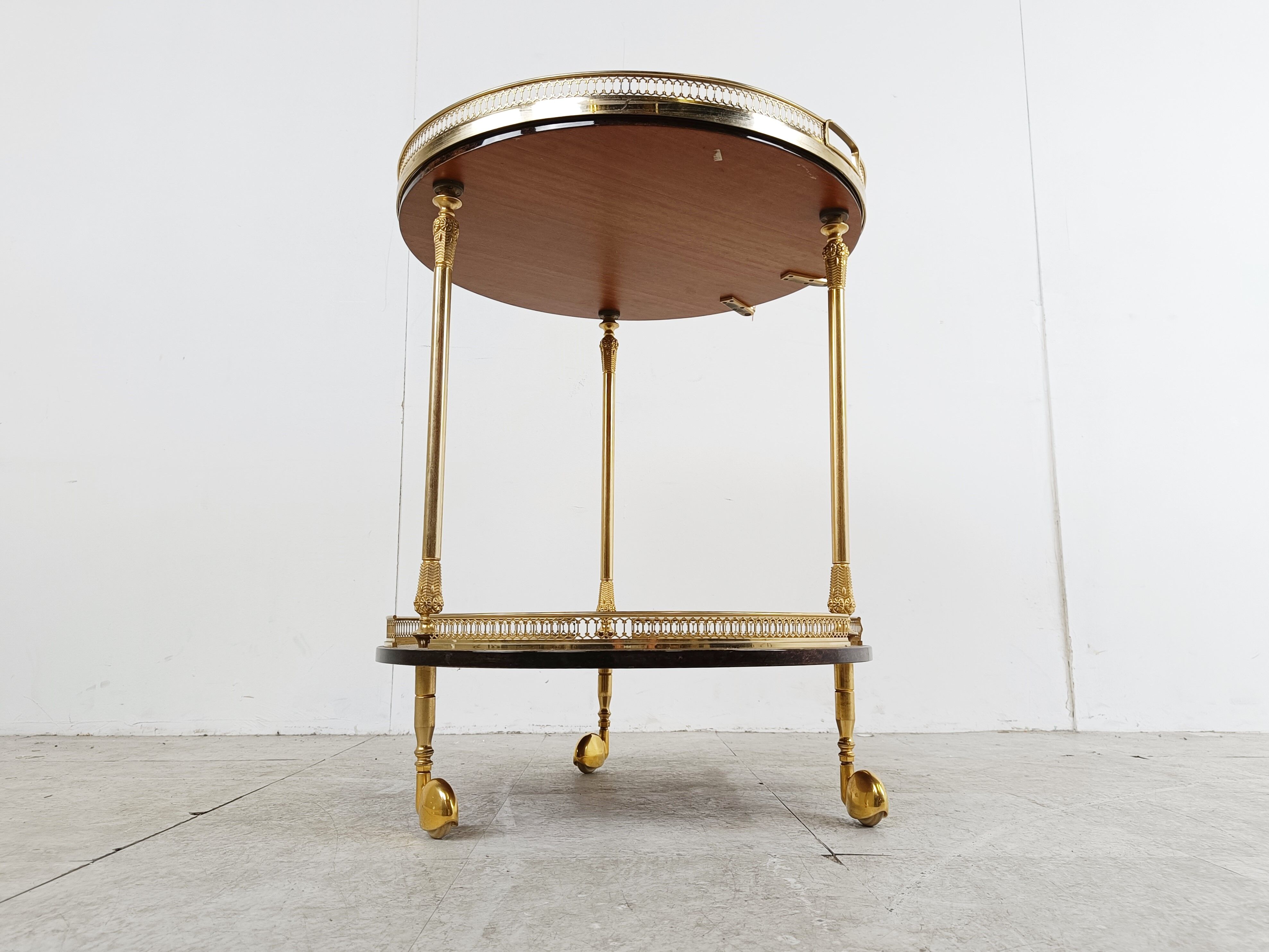 Italian goatskin and parchment serving bar cart